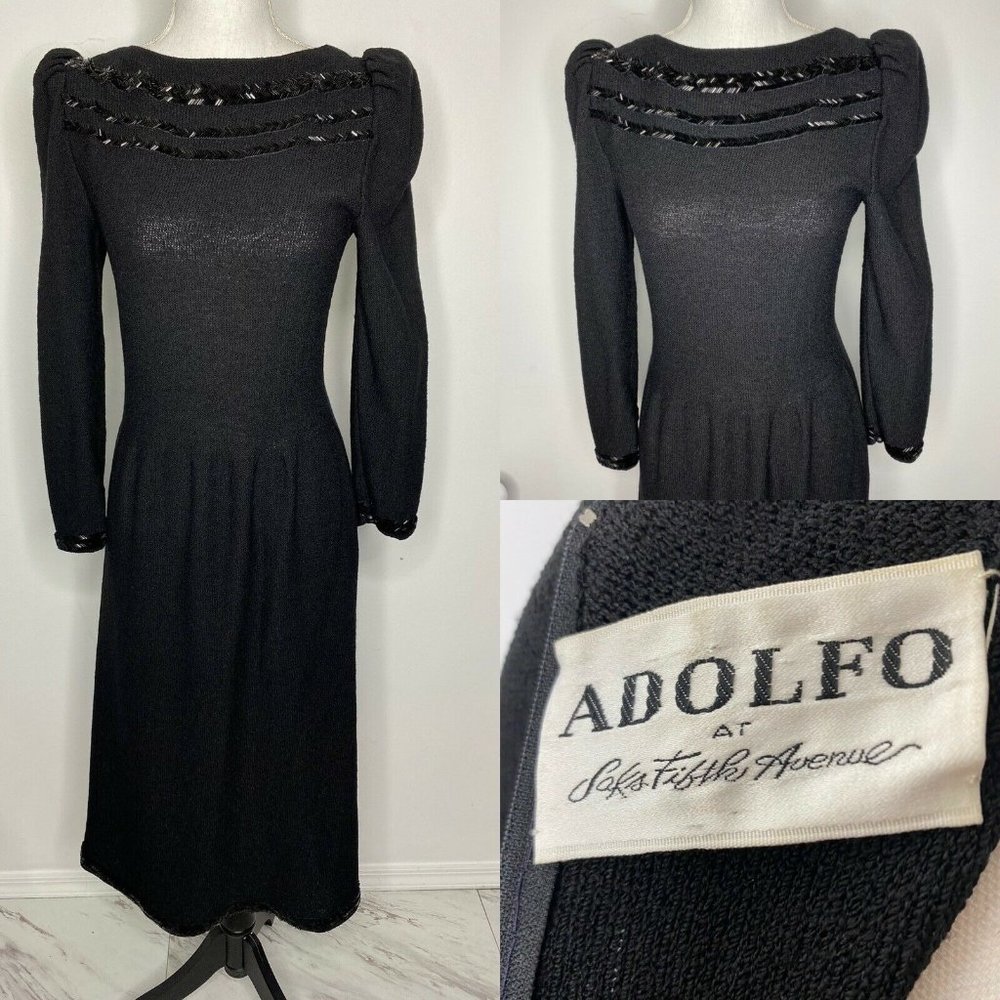 Adolfo Saks  Fifth Avenue Vntg Black Dress